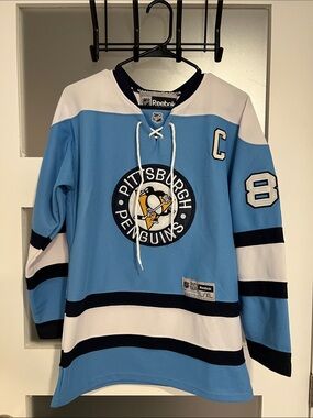 Vintage Reebok Sidney Crosby #87 Powder Blue Hockey Jersey